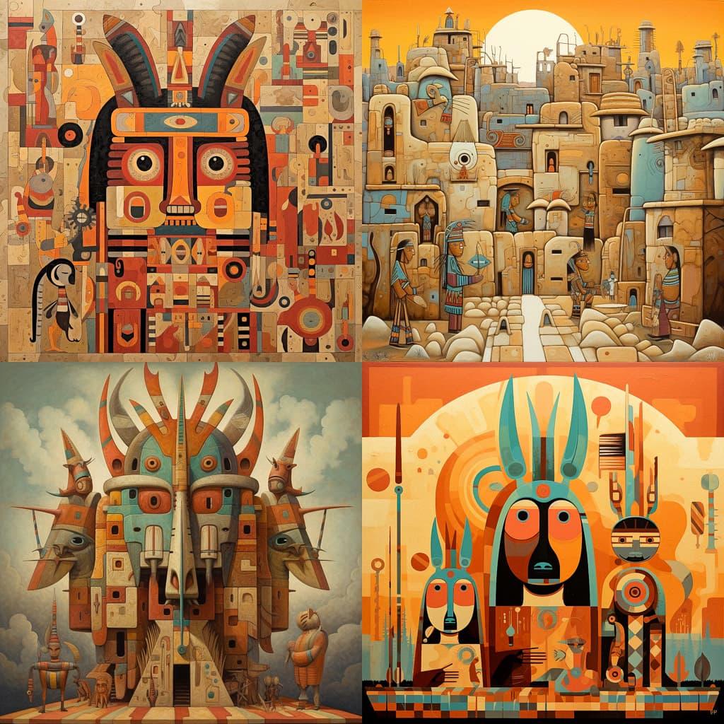 Hopi art style, Midjourney V5.1, render 1 of 4