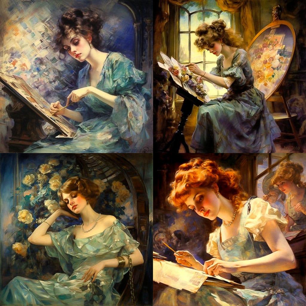 Howard Chandler Christy style, Midjourney V5.1, render 1 of 4
