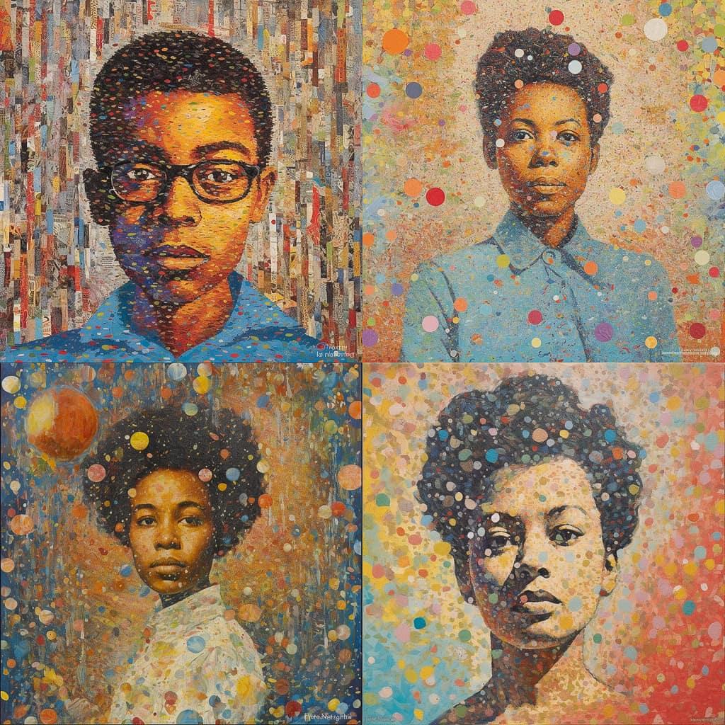 Howardena Pindell style, Midjourney V5.1, render 1 of 4