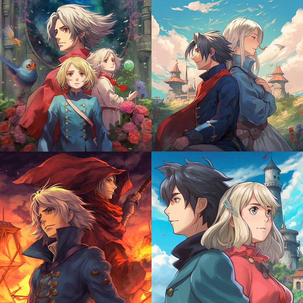 Howl's Moving Castle style, Midjourney V5.1, render 1 of 4