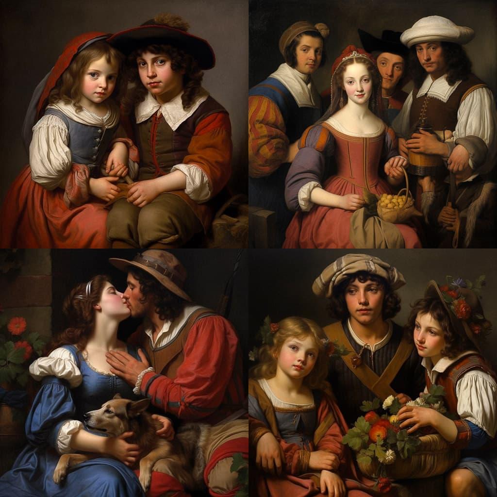 Hugues Merle style, Midjourney V5.1, render 1 of 4