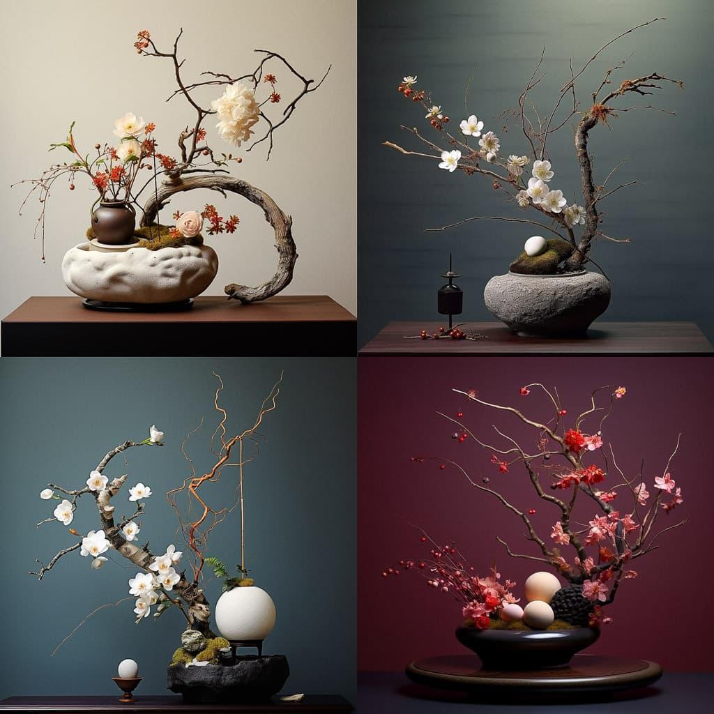 Ikebana style, Midjourney V5.1, render 1 of 4