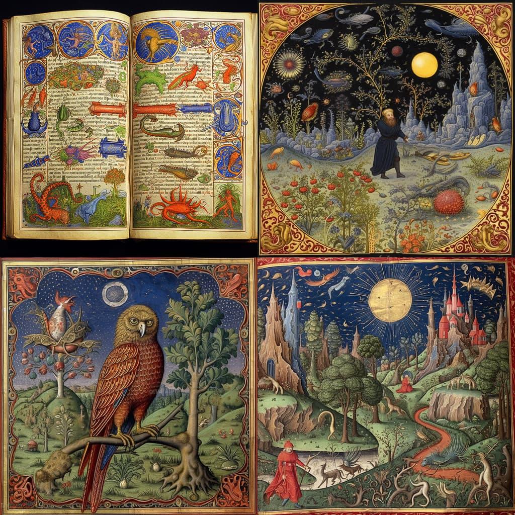 Illuminated manuscript style, Midjourney V5.1, render 1 of 4