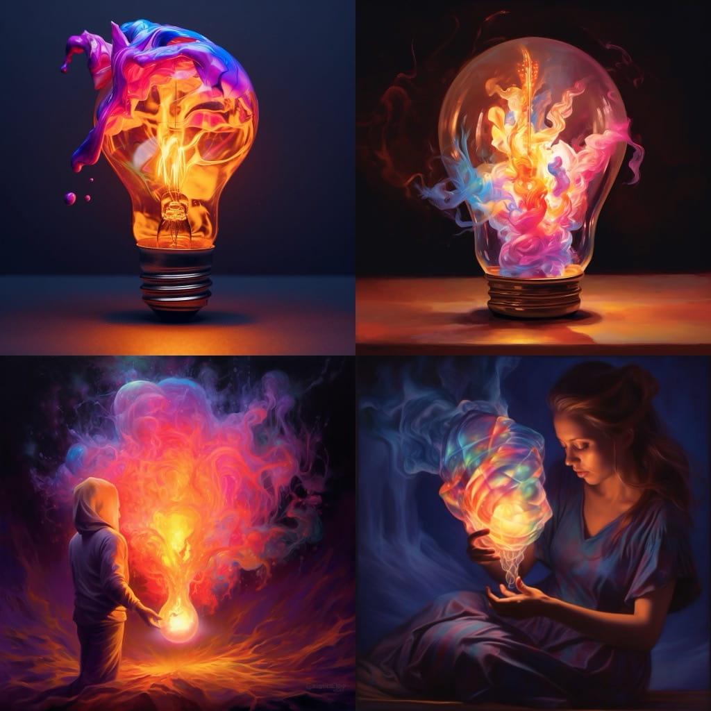 Incandescent colors style, Midjourney V5.1, render 1 of 4