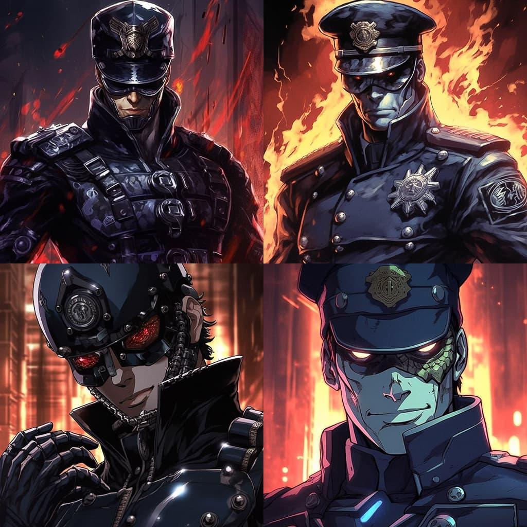 Inferno Cop style, Midjourney V5.1, render 1 of 4