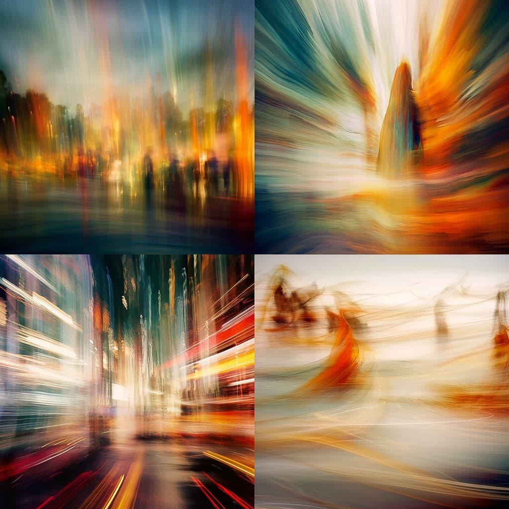 Intentional camera movement style, Midjourney V5.1, render 1 of 4