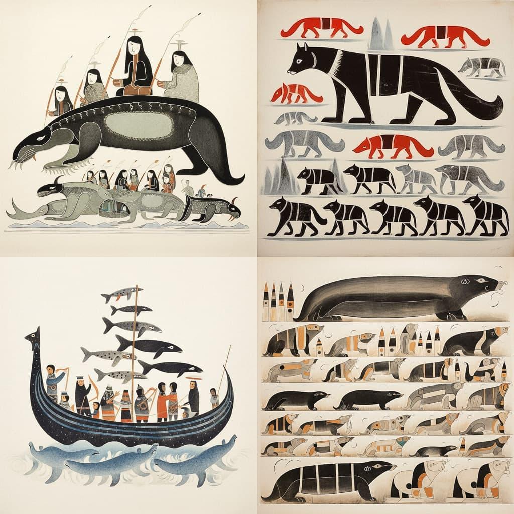 Inuit art style, Midjourney V5.1, render 1 of 4