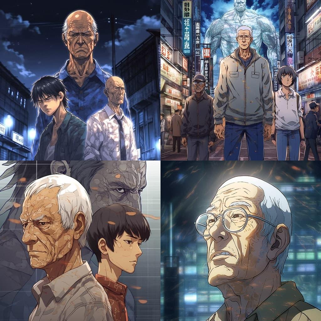 Inuyashiki style, Midjourney V5.1, render 1 of 4