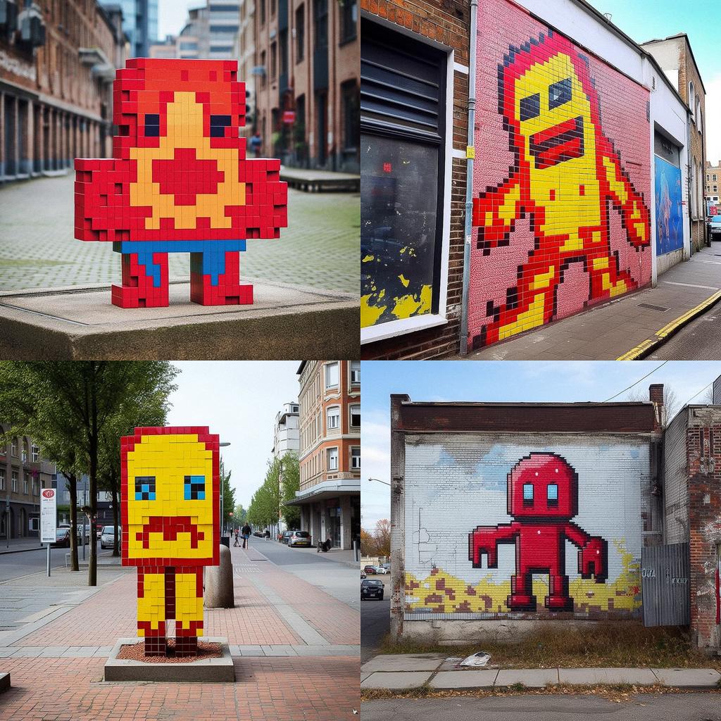 Invader style, Midjourney V5.1, render 1 of 4