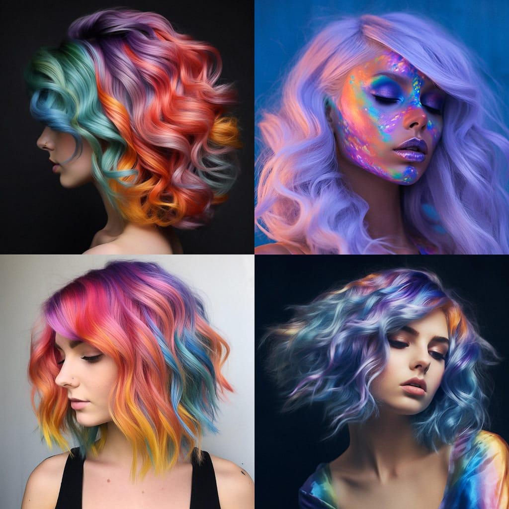 Iridescent colors style, Midjourney V5.1, render 1 of 4