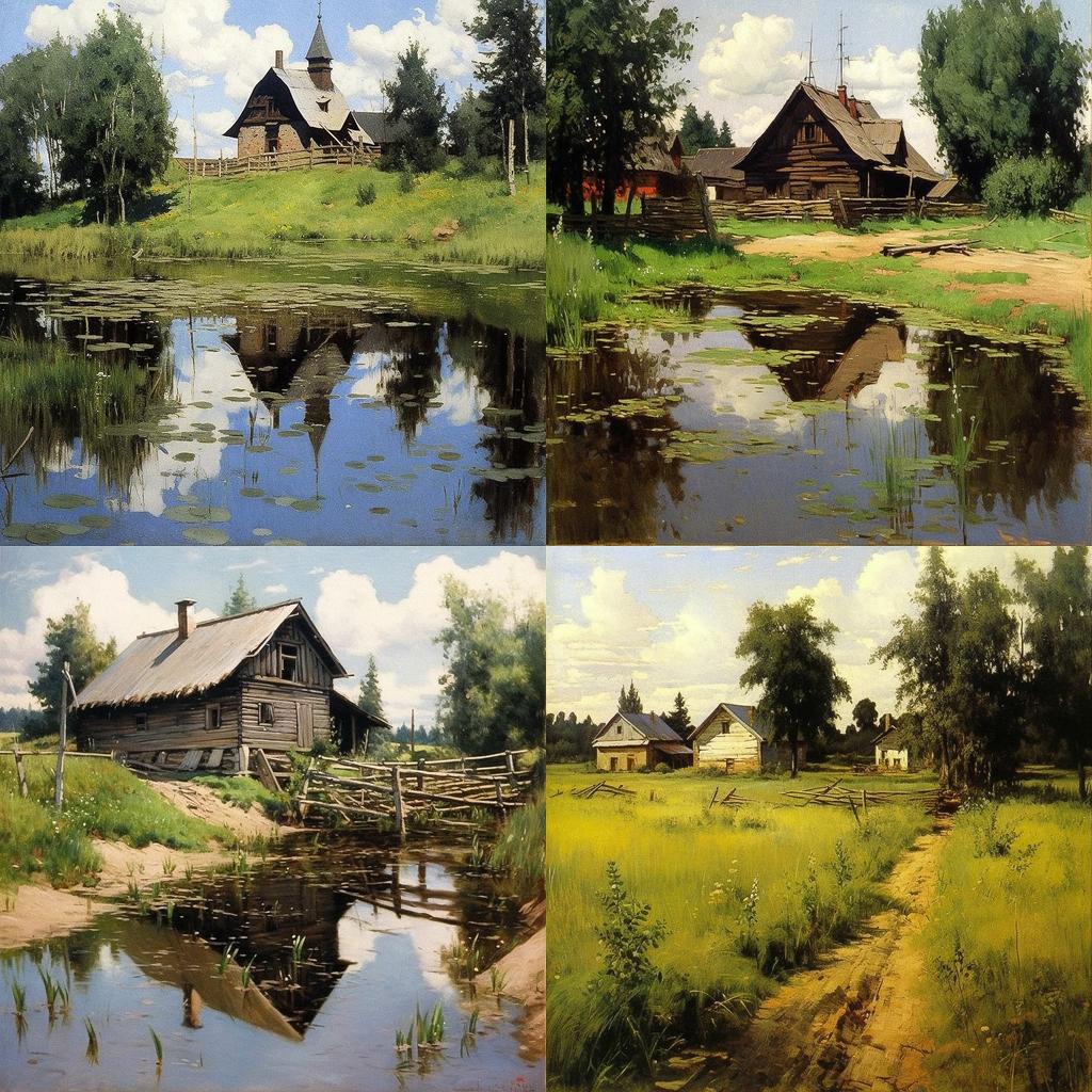 Isaac Levitan style, Midjourney V5.1, render 1 of 4