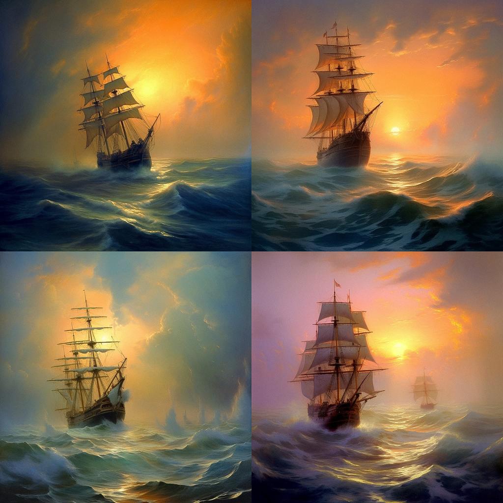 Ivan Aivazovsky style, Midjourney V5.1, render 1 of 4