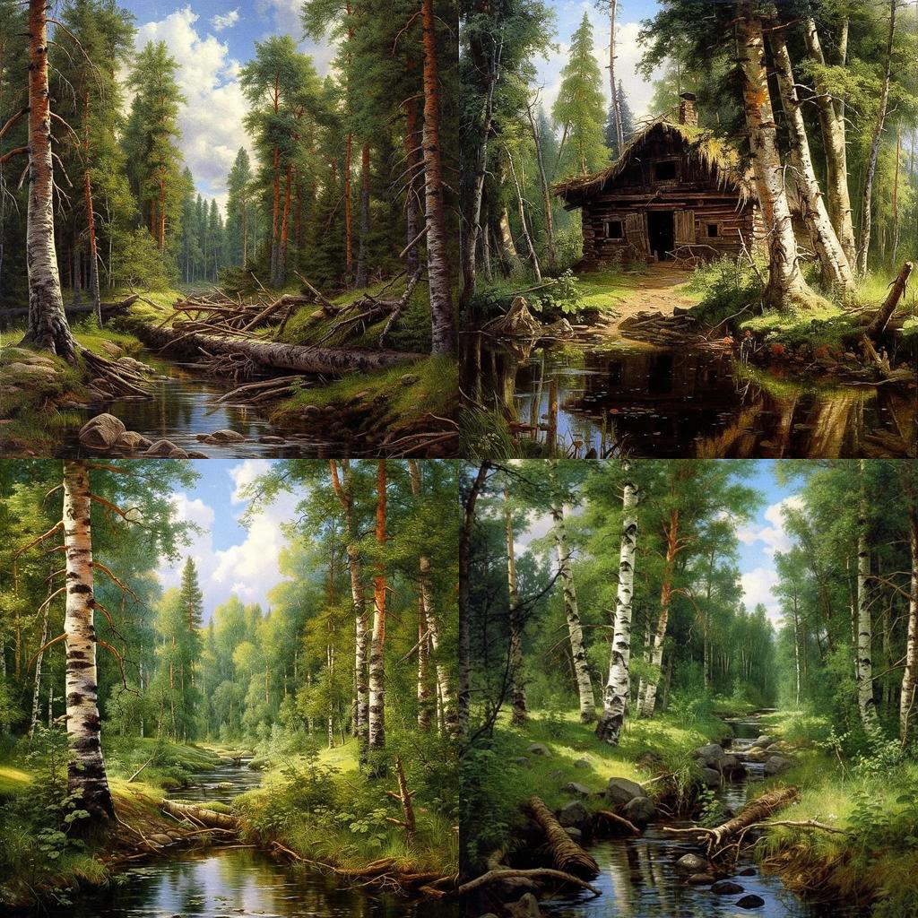 Ivan Shishkin style, Midjourney V5.1, render 1 of 4