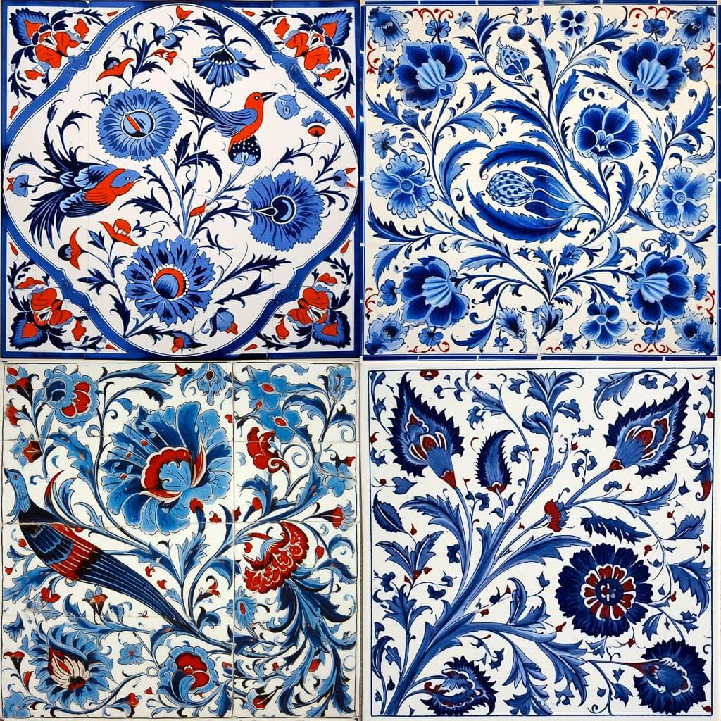 Iznik tiles style, Midjourney V5.1, render 1 of 4