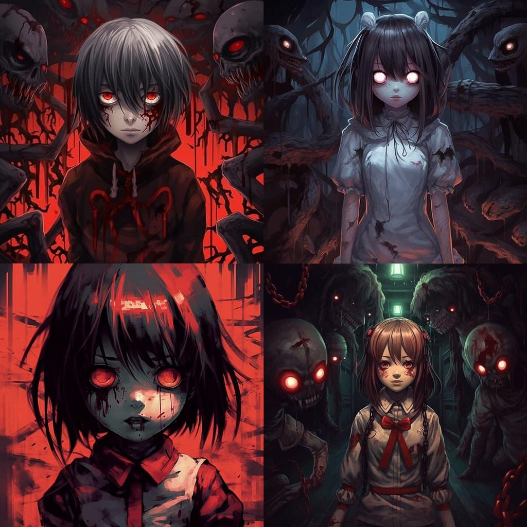 J Horror anime style style, Midjourney V5.1, render 1 of 4