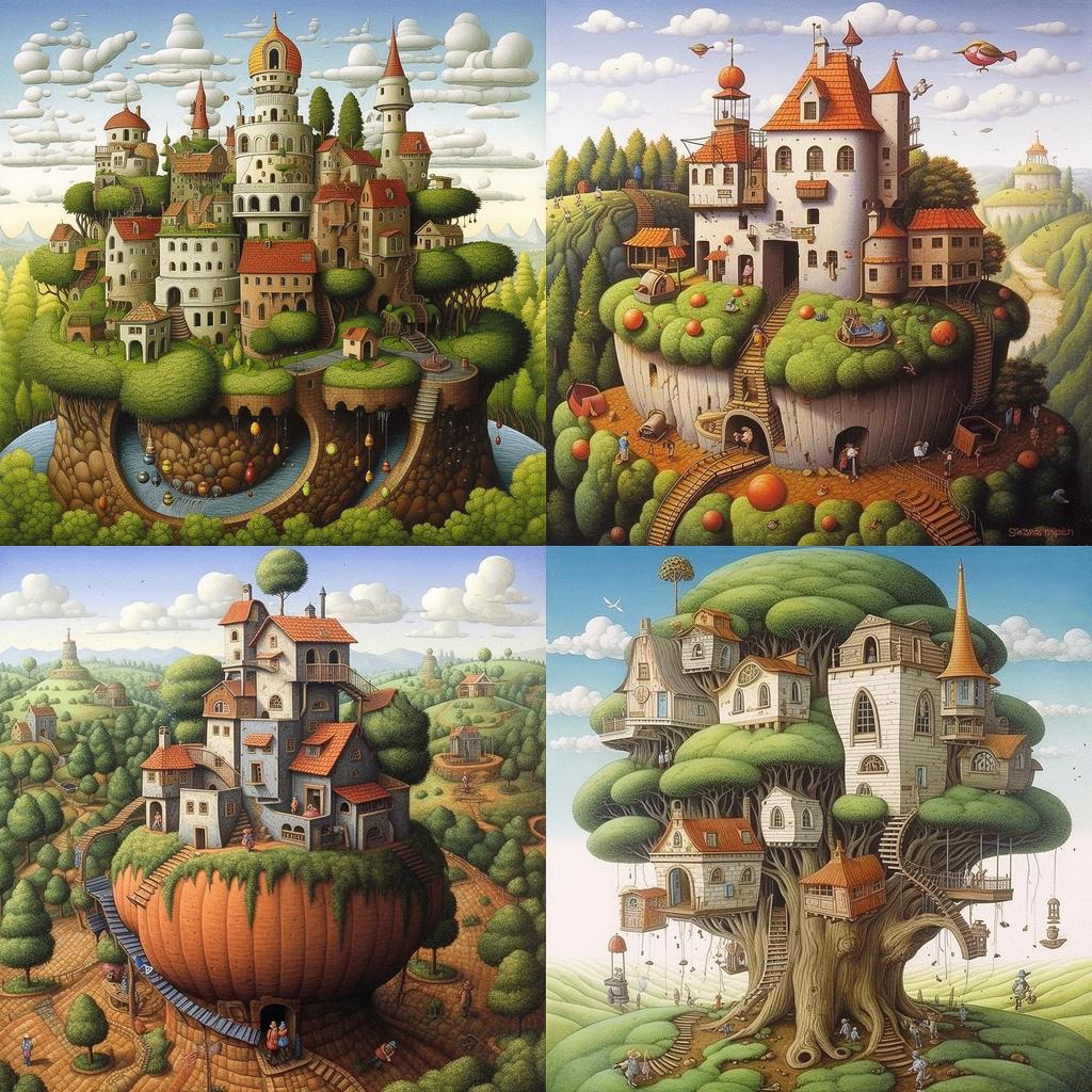 Jacek Yerka style, Midjourney V5.1, render 1 of 4