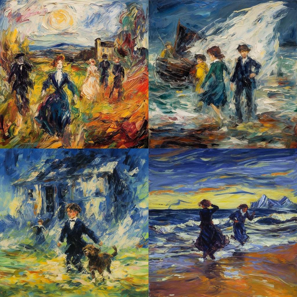 Jack Butler Yeats style, Midjourney V5.1, render 1 of 4