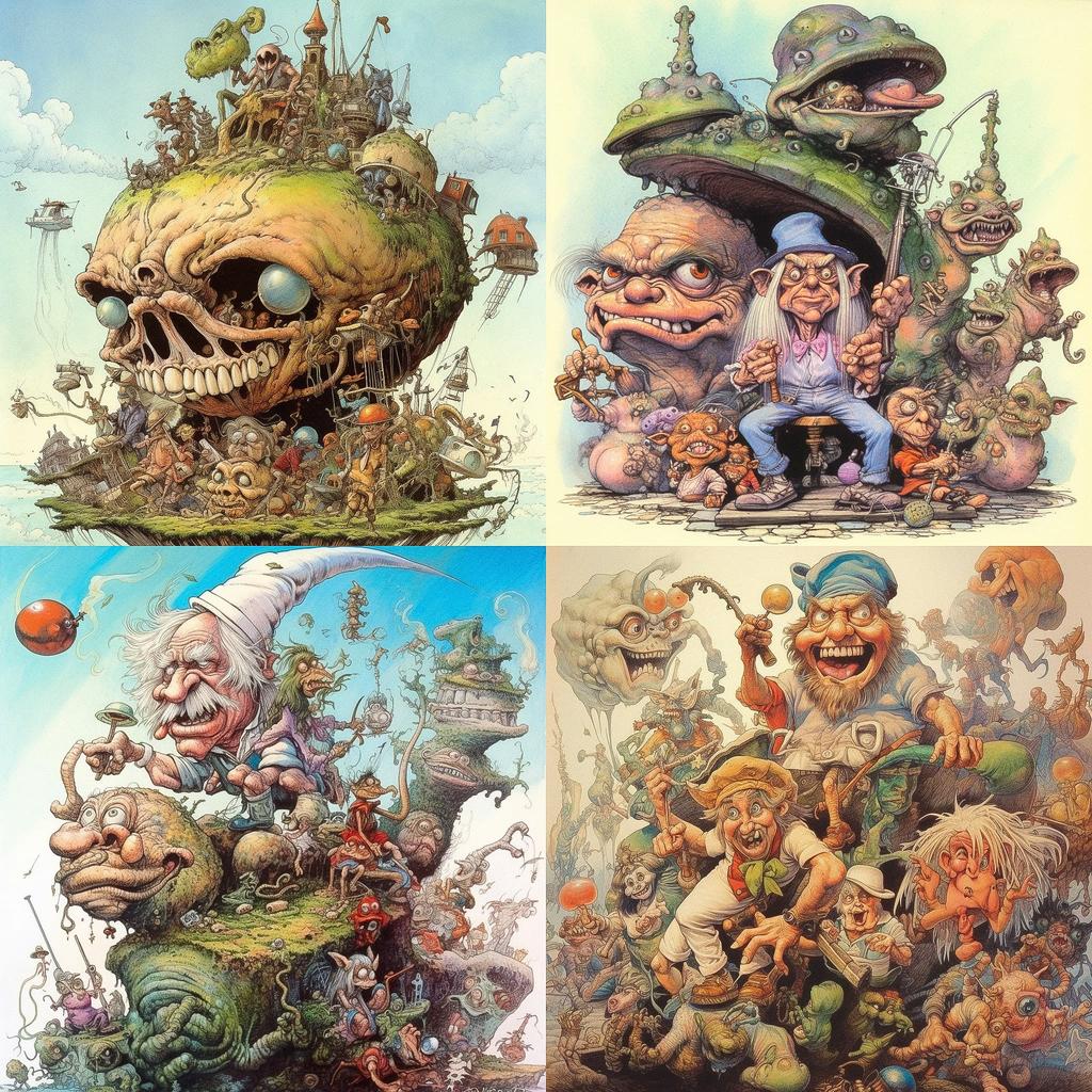 Jack Davis style, Midjourney V5.1, render 1 of 4