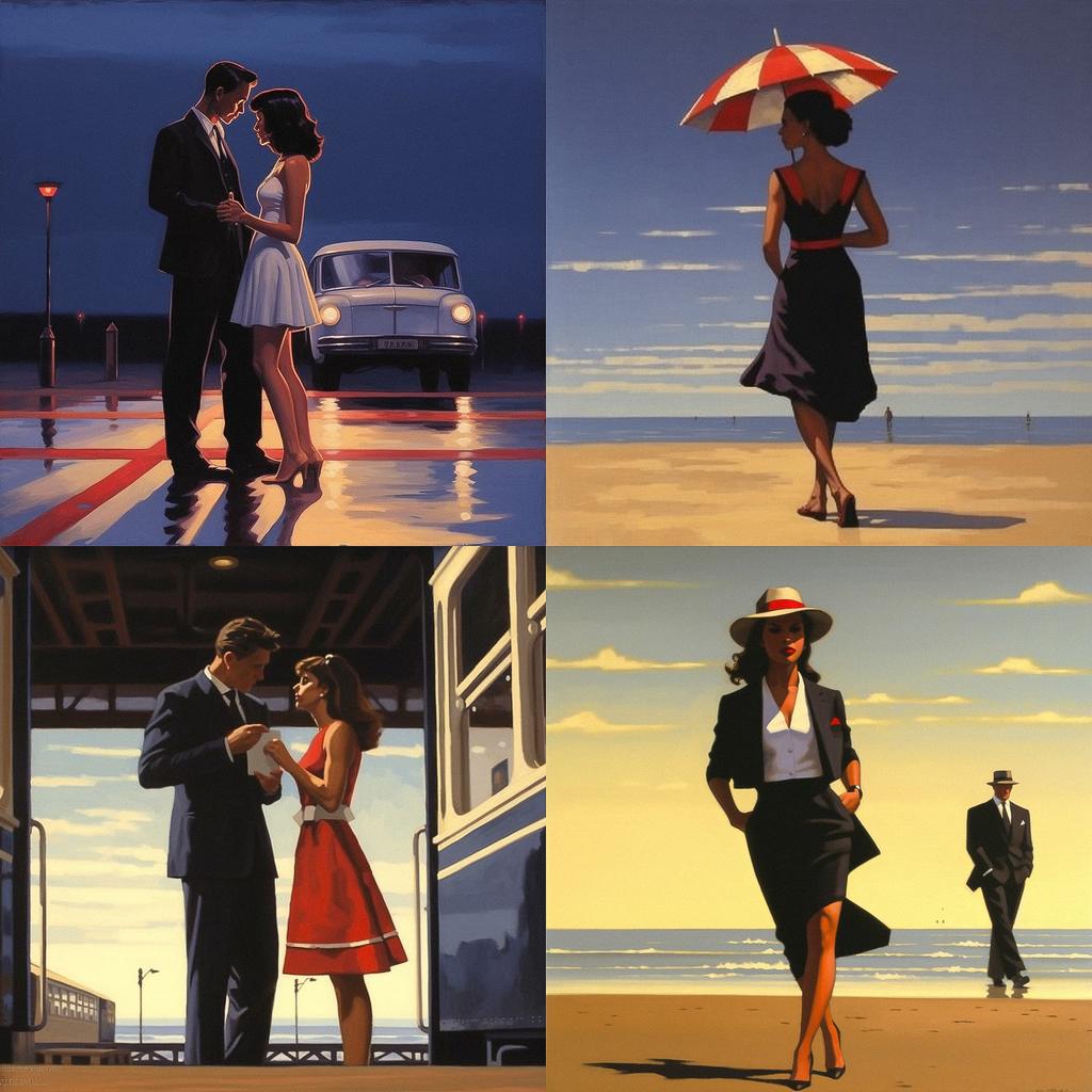 Jack Vettriano style, Midjourney V5.1, render 1 of 4