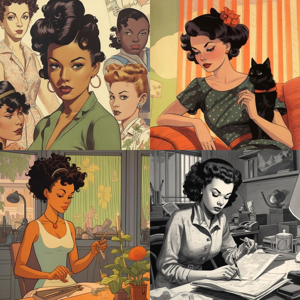 Jackie Ormes style, Midjourney V5.1, render 1 of 4