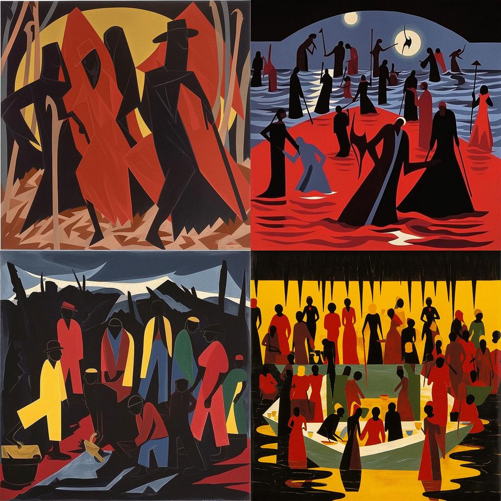 Jacob Lawrence style, Midjourney V5.1, render 1 of 4