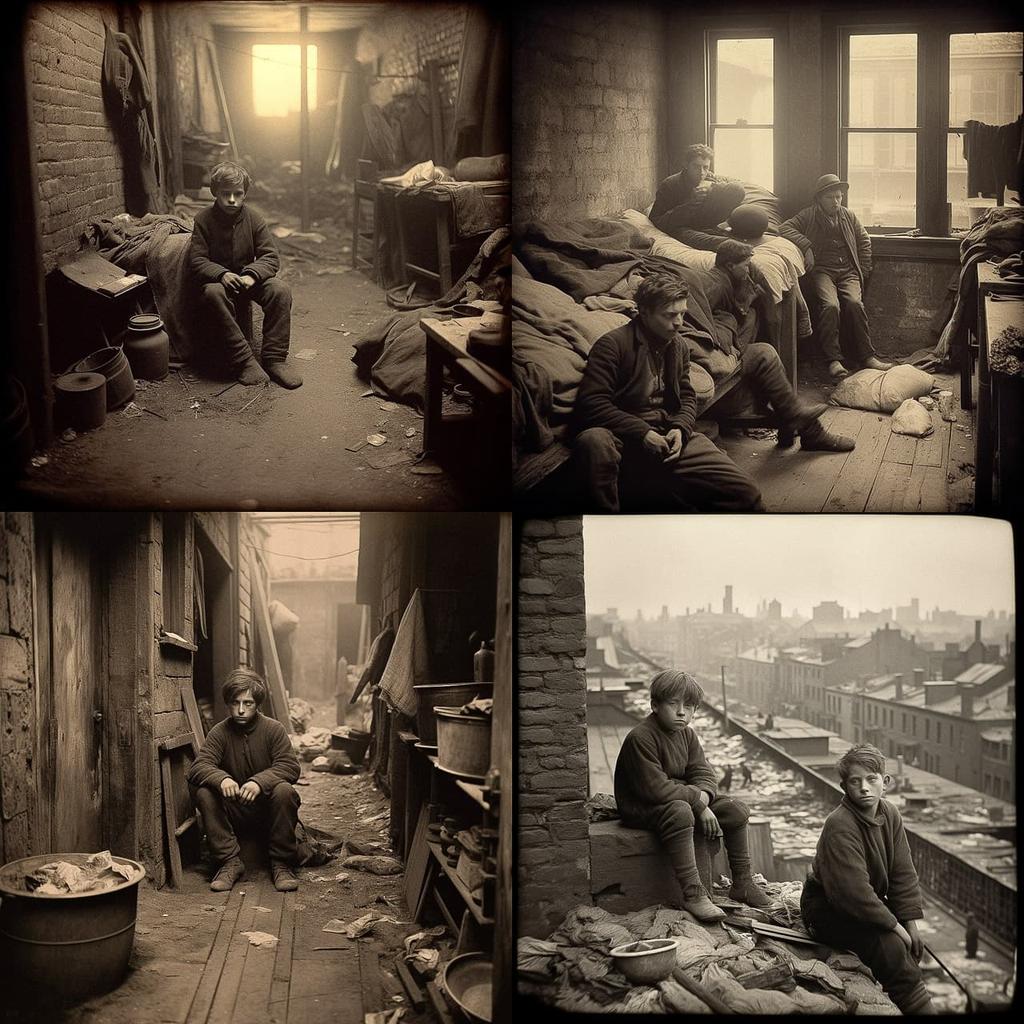 Jacob Riis style, Midjourney V5.1, render 1 of 4