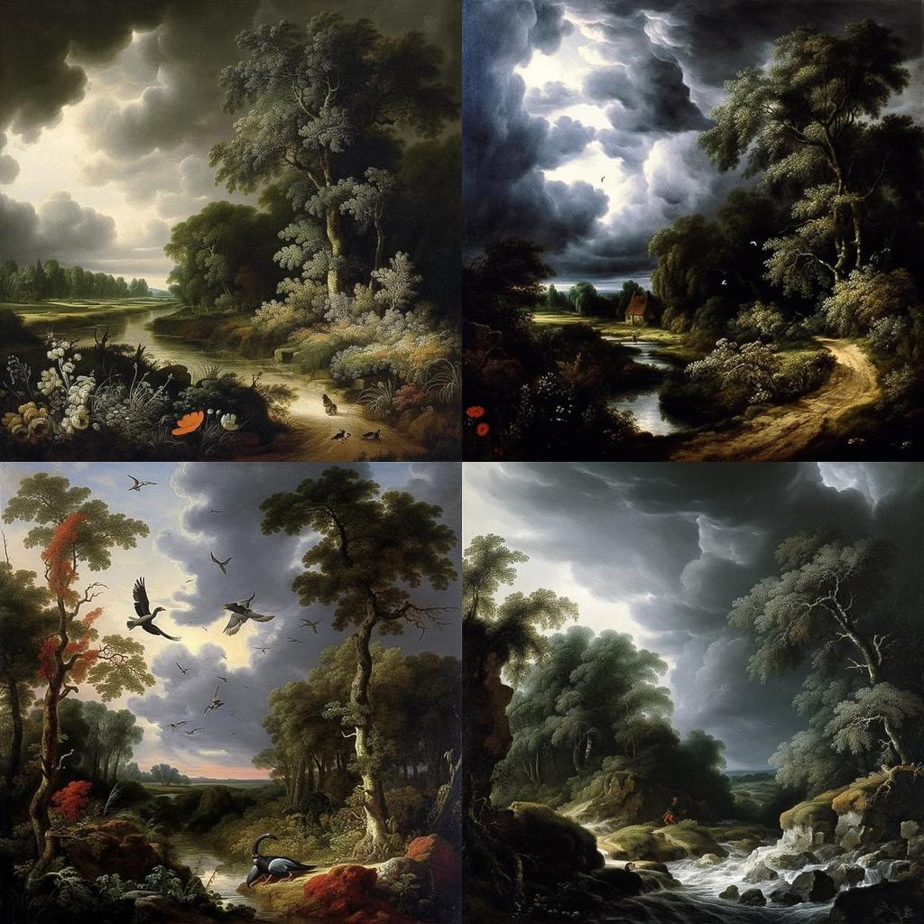Jacob van Ruisdael style, Midjourney V5.1, render 1 of 4