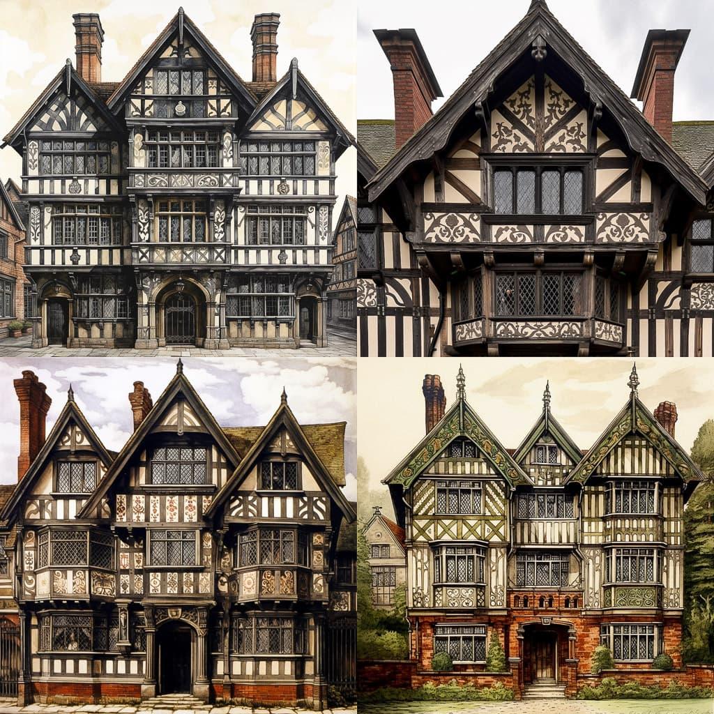 Jacobean architecture style, Midjourney V5.1, render 1 of 4