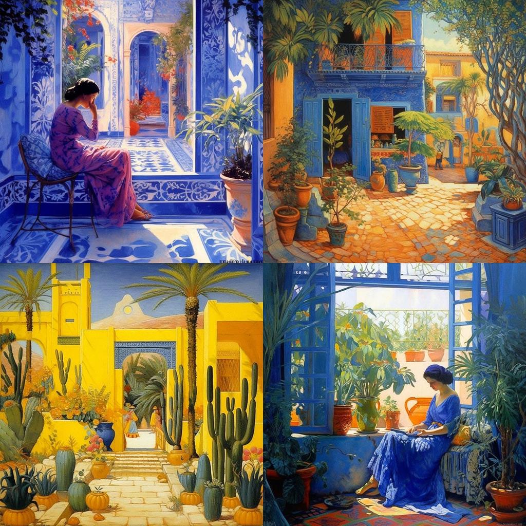 Jacques Majorelle style, Midjourney V5.1, render 1 of 4