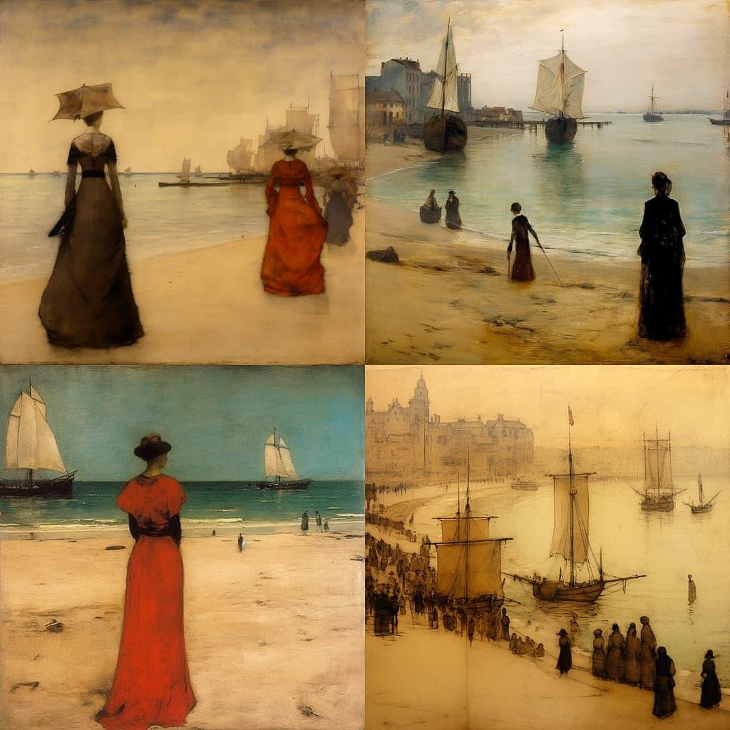 James Abbott McNeill Whistler style, Midjourney V5.1, render 1 of 4