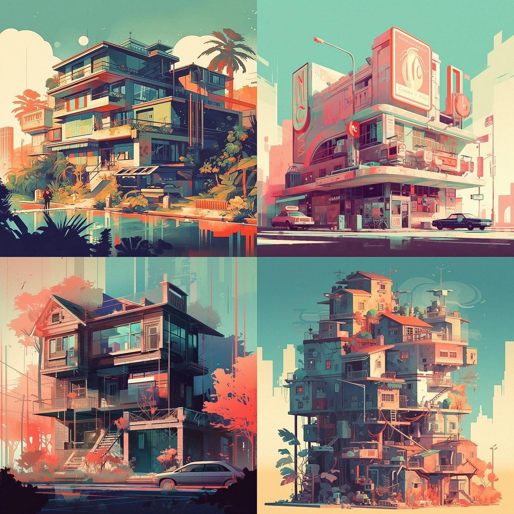 James Gilleard style, Midjourney V5.1, render 1 of 4
