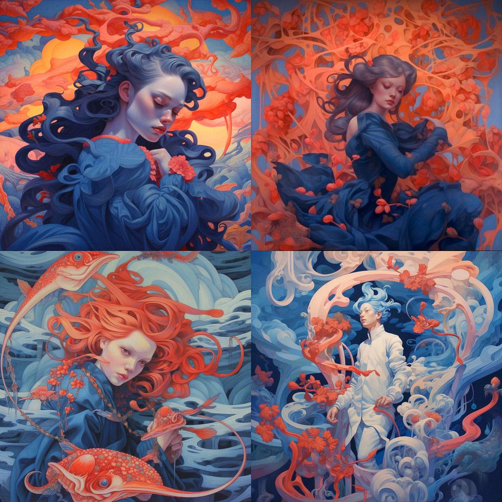 James Jean style, Midjourney V5.1, render 1 of 4