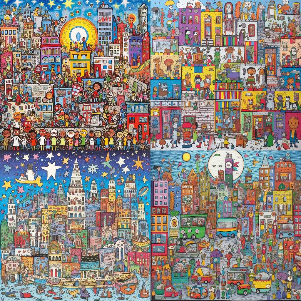 James Rizzi style, Midjourney V5.1, render 1 of 4