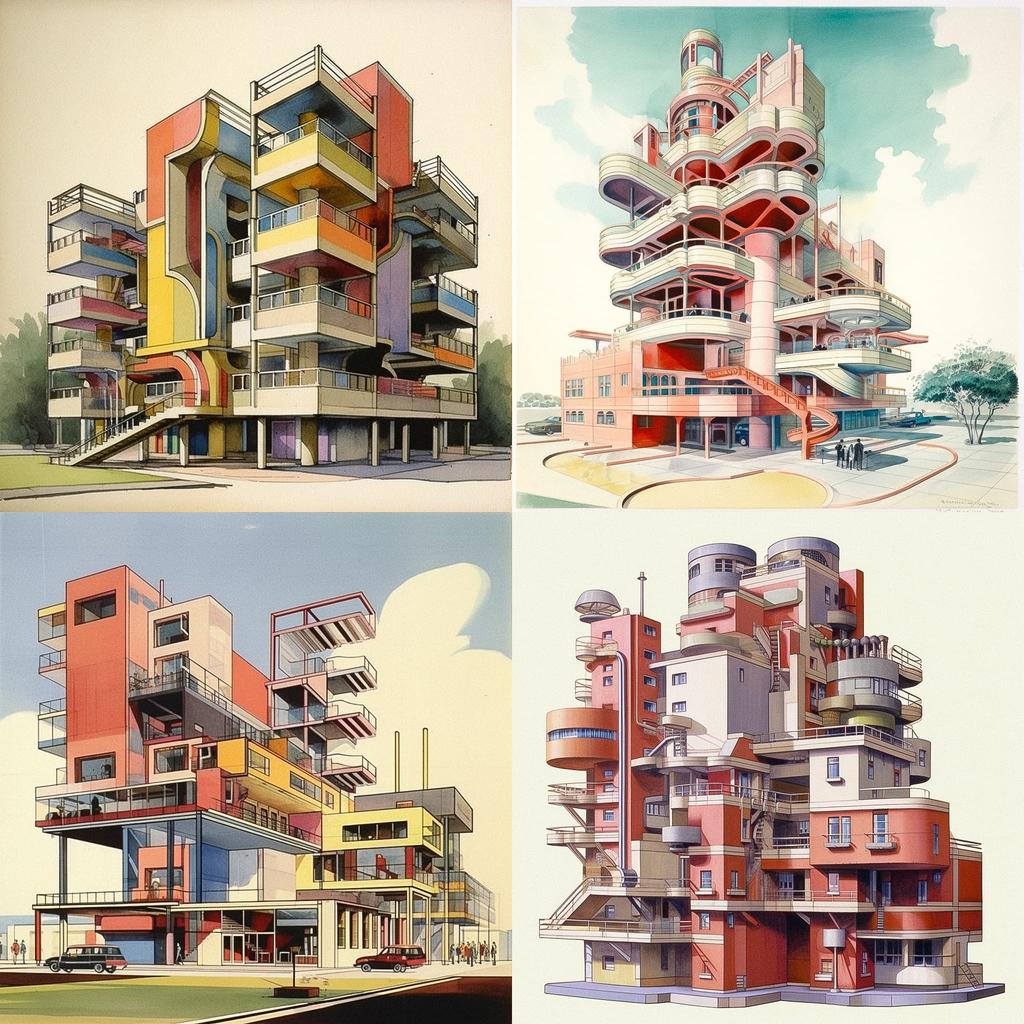 James Stirling style, Midjourney V5.1, render 1 of 4