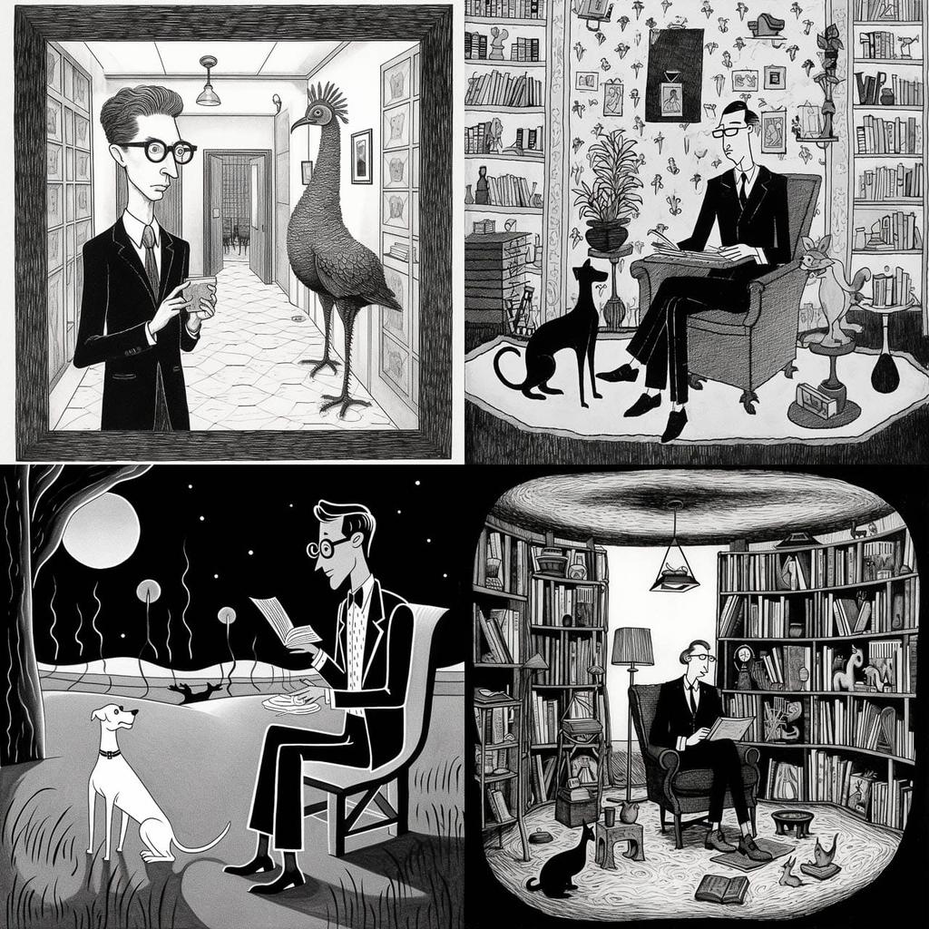 James Thurber style, Midjourney V5.1, render 1 of 4