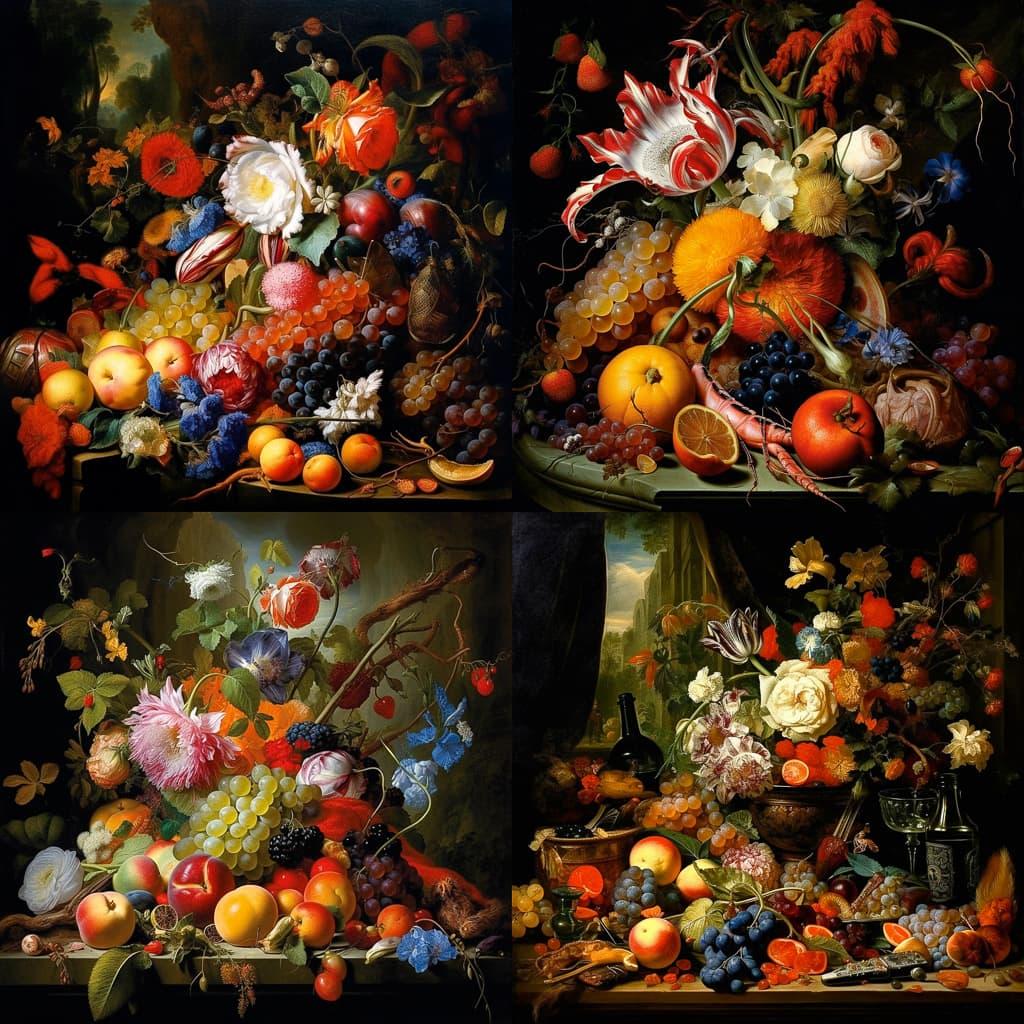 Jan Davidsz de Heem style, Midjourney V5.1, render 1 of 4