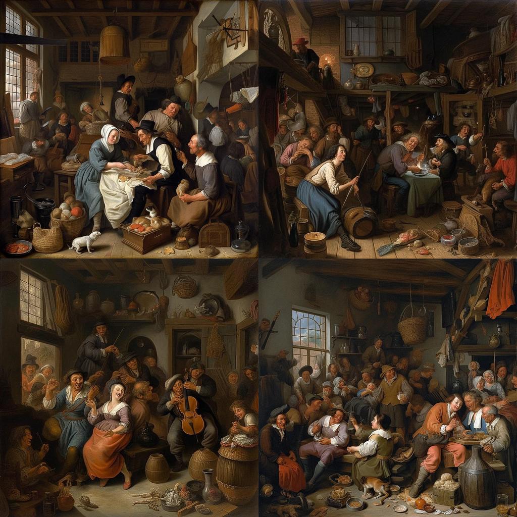 Jan Steen style, Midjourney V5.1, render 1 of 4