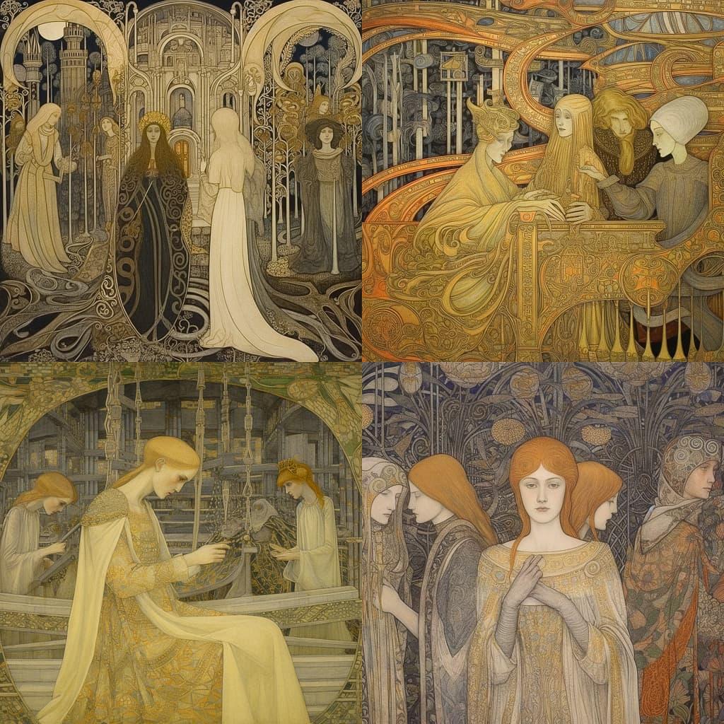 Jan Toorop style, Midjourney V5.1, render 1 of 4