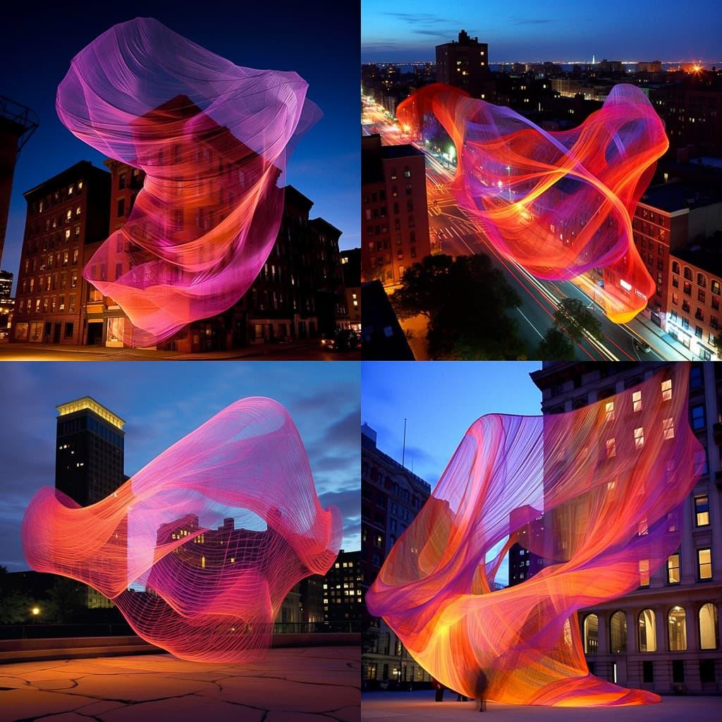 Janet Echelman style, Midjourney V5.1, render 1 of 4