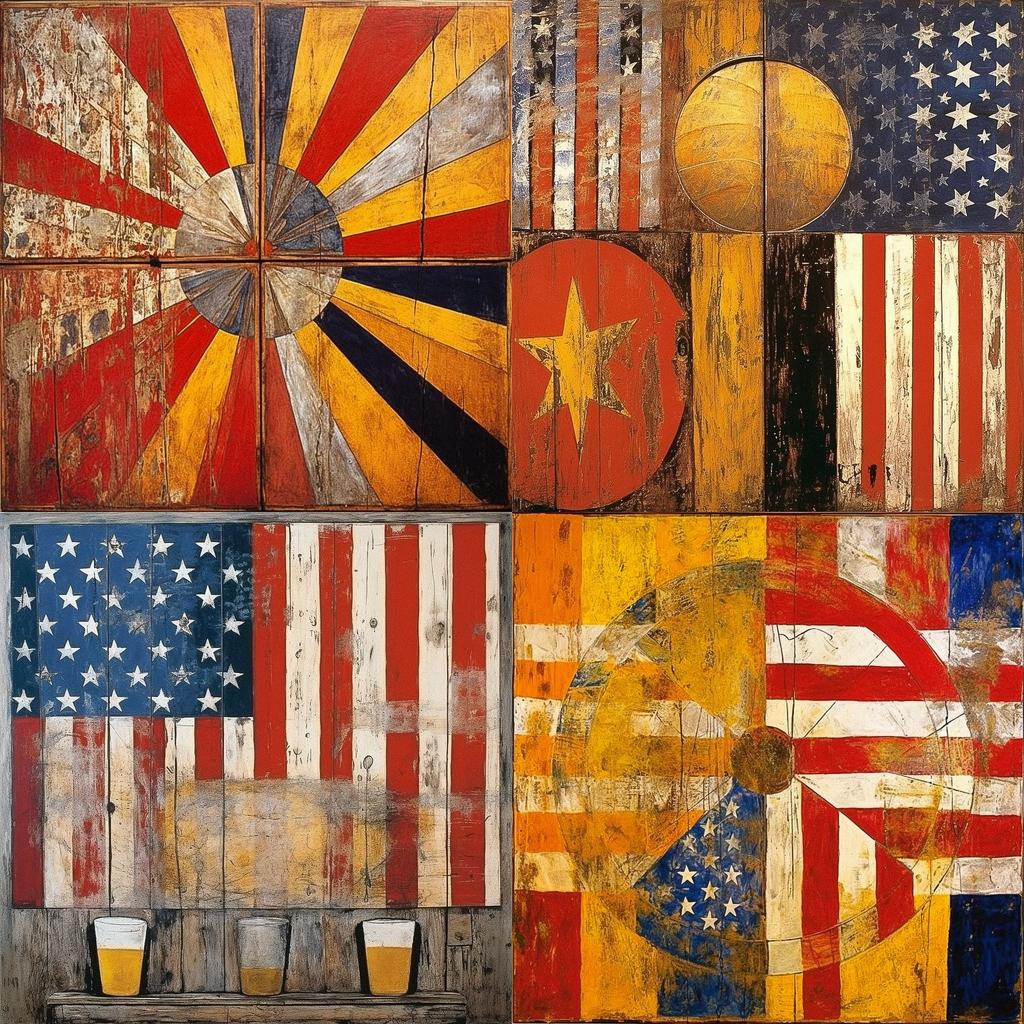Jasper Johns style, Midjourney V5.1, render 1 of 4