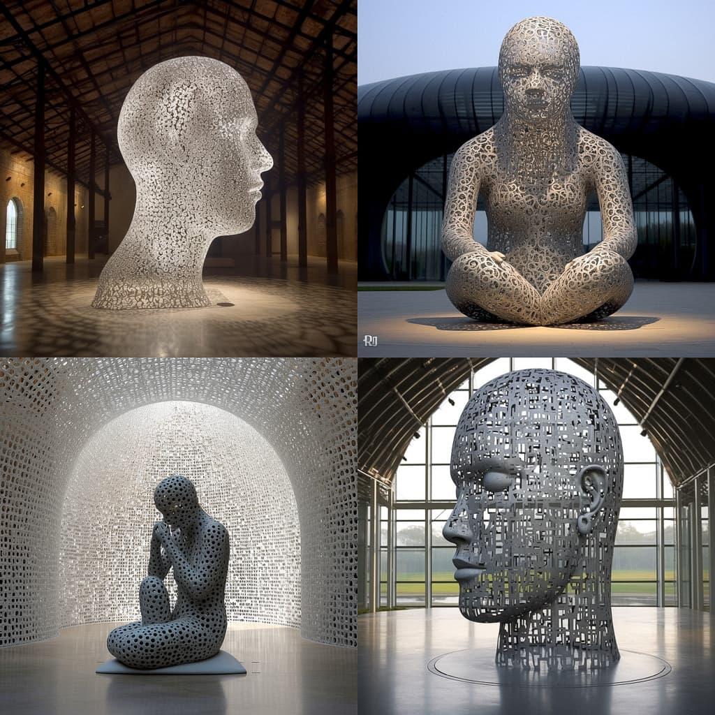 Jaume Plensa style, Midjourney V5.1, render 1 of 4