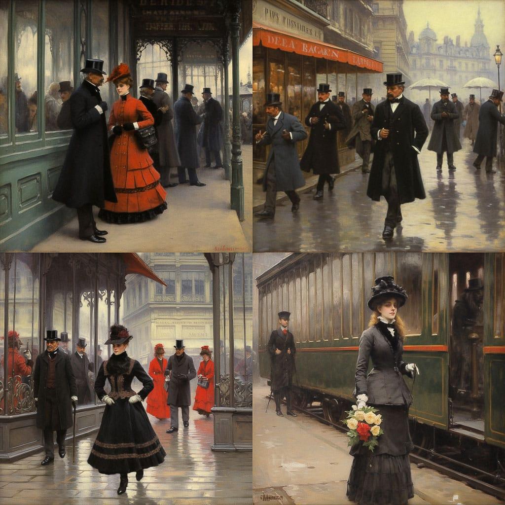 Jean Beraud style, Midjourney V5.1, render 1 of 4