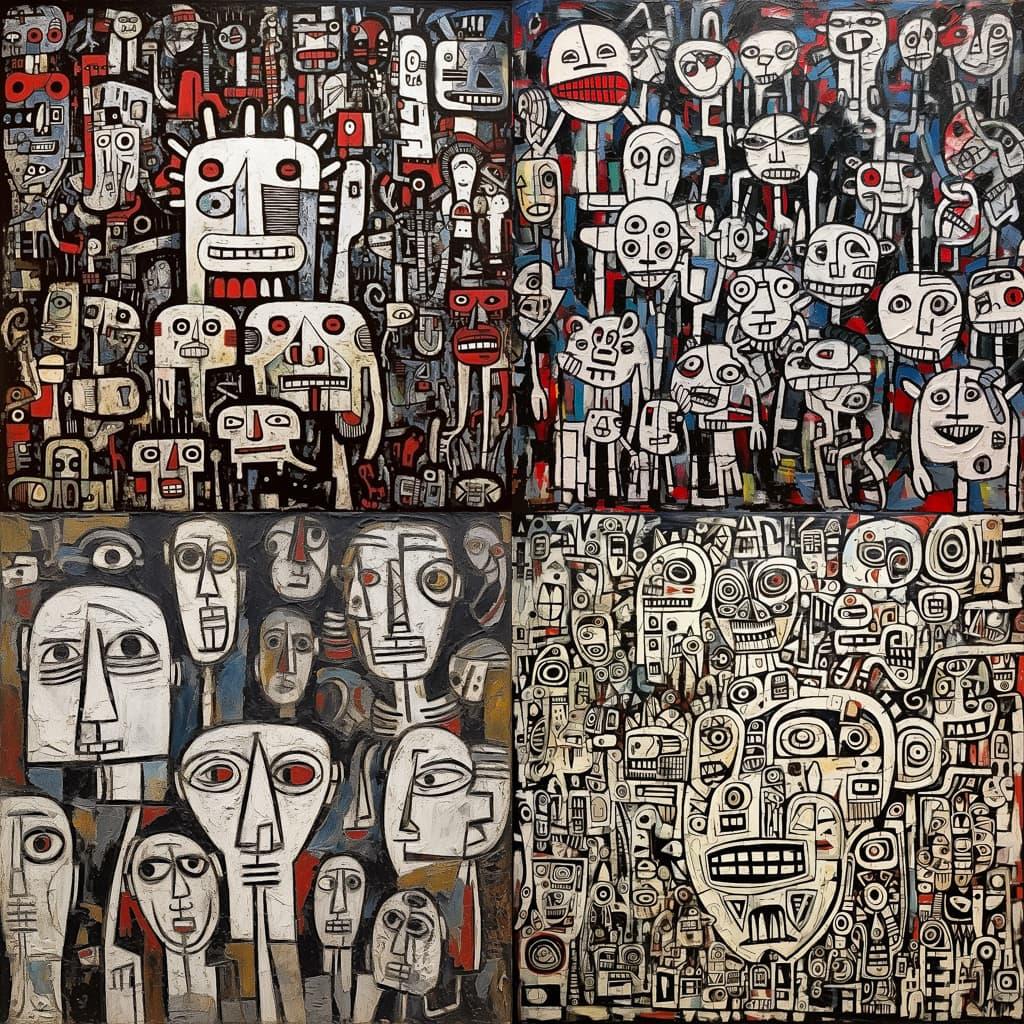Jean Dubuffet style, Midjourney V5.1, render 1 of 4