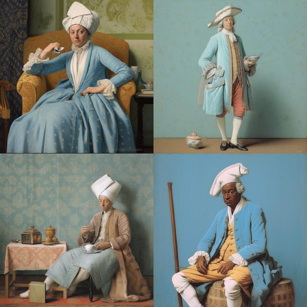 Jean-Etienne Liotard style, Midjourney V5.1, render 1 of 4