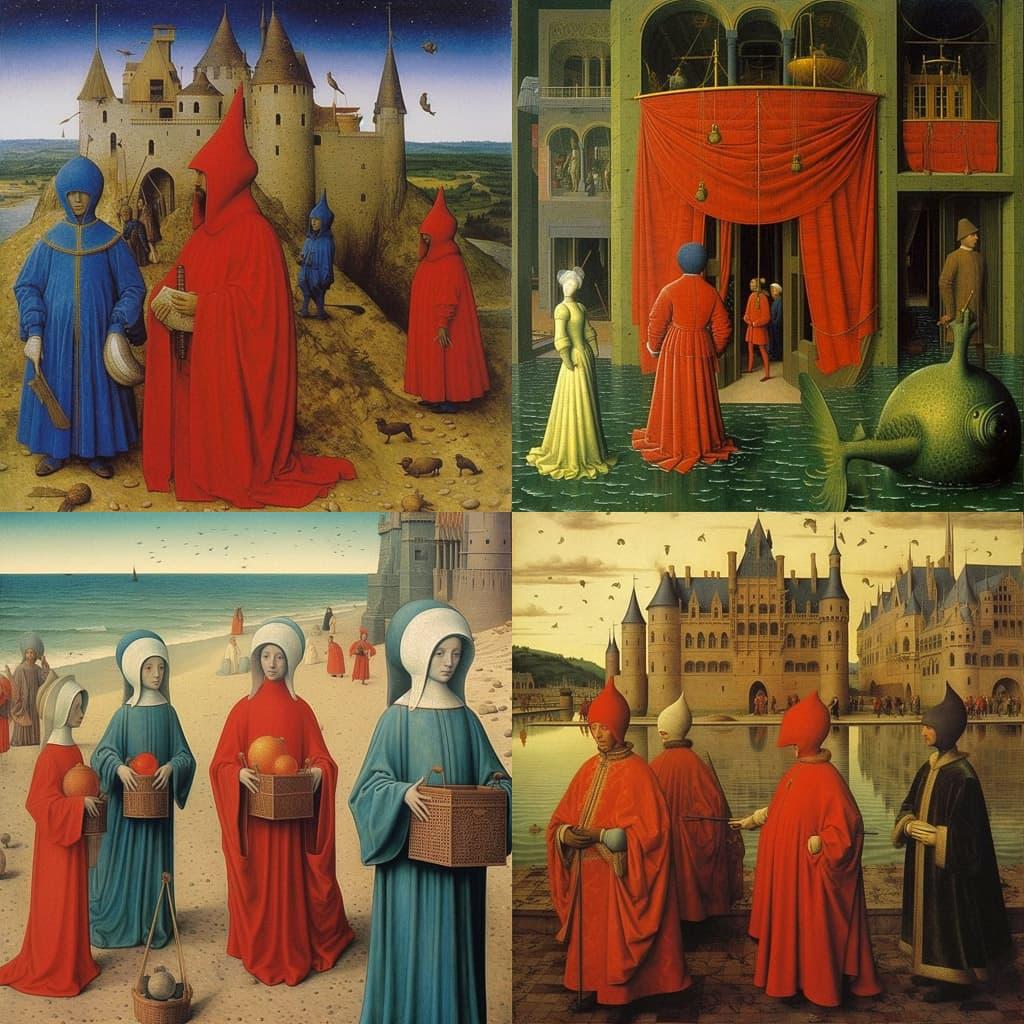 Jean Fouquet style, Midjourney V5.1, render 1 of 4