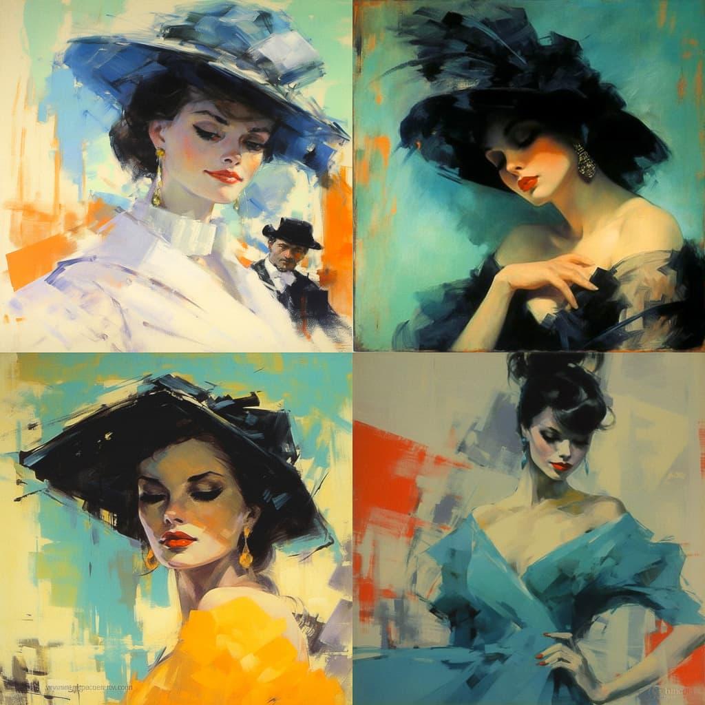 Jean-Gabriel Domergue style, Midjourney V5.1, render 1 of 4
