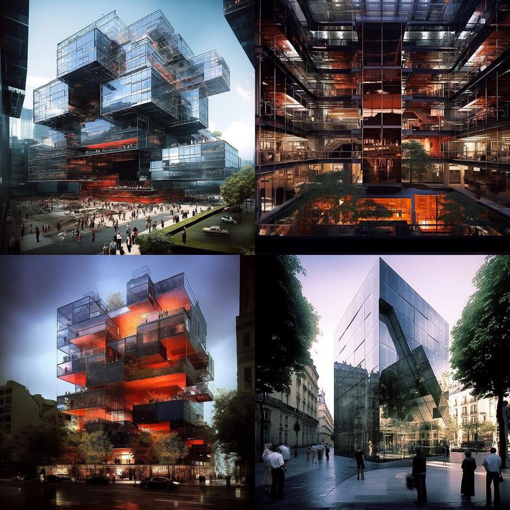 Jean Nouvel style, Midjourney V5.1, render 1 of 4
