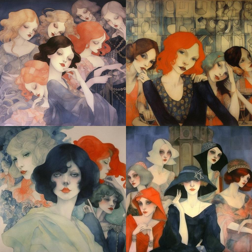 Jeanne Mammen style, Midjourney V5.1, render 1 of 4
