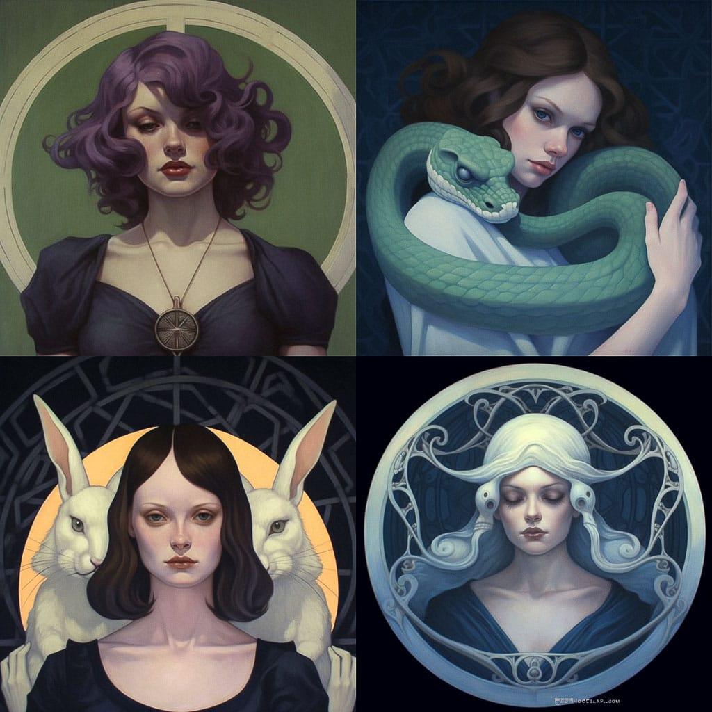 Jenny Frison style, Midjourney V5.1, render 1 of 4