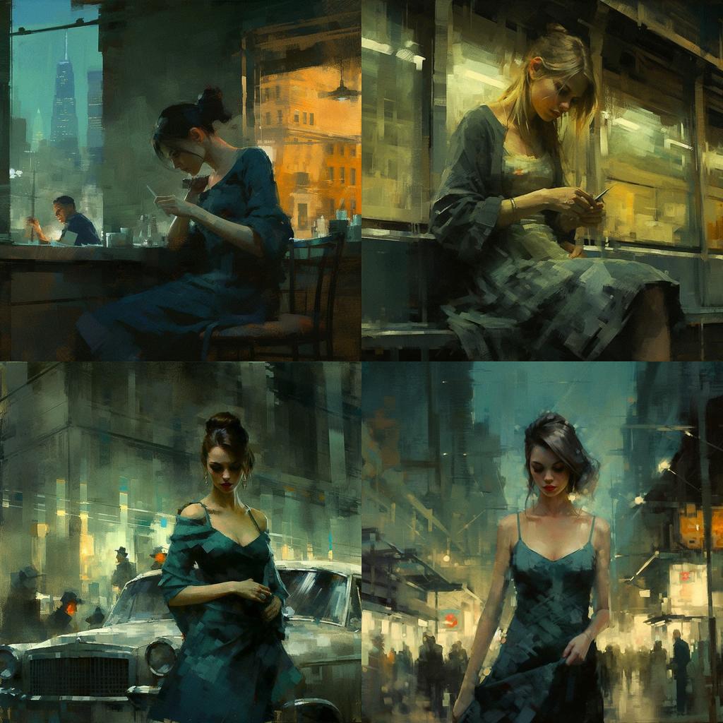Jeremy Mann style, Midjourney V5.1, render 1 of 4